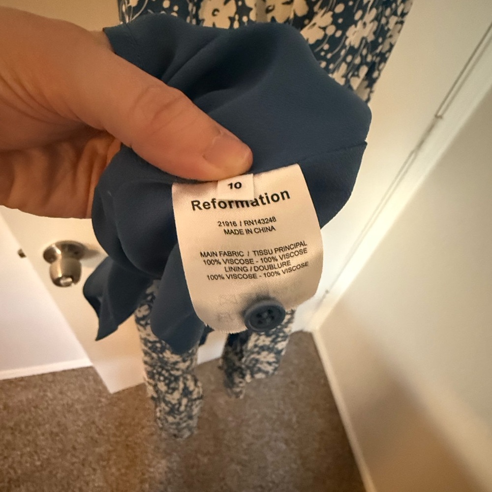 Reformation Nantes Blue and White Floral Midi Dress - Picture 5 of 6